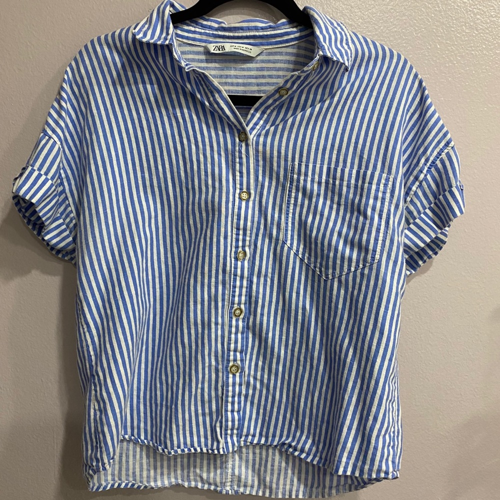 striped blue top